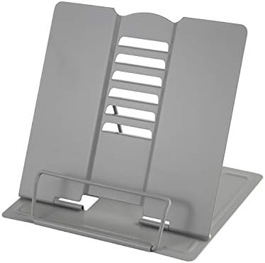 Blizzow Adjustable Metal Book Stand - Foldable Durable Grey