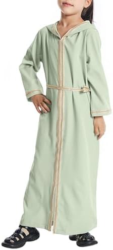 Beessbest Muslim Dress for Girls Hooded Long Sleeve One-Piece Abaya