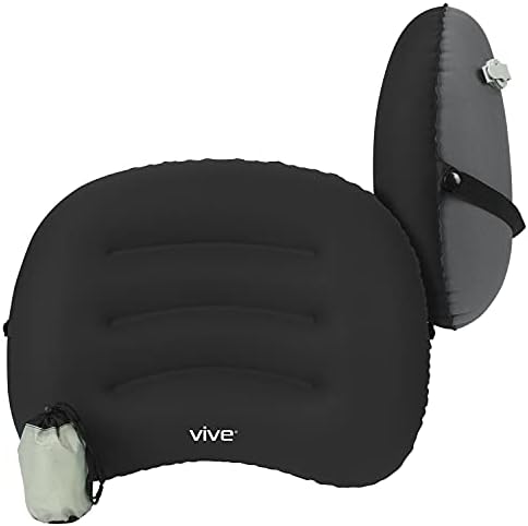 Vive Inflatable Lumbar Pillow - Adjustable Back Support for Travel Car Office