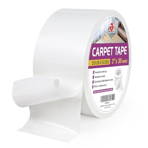 BOMEI PACK Carpet Tape 3 x 30 Yards Residue-Free Double Sided