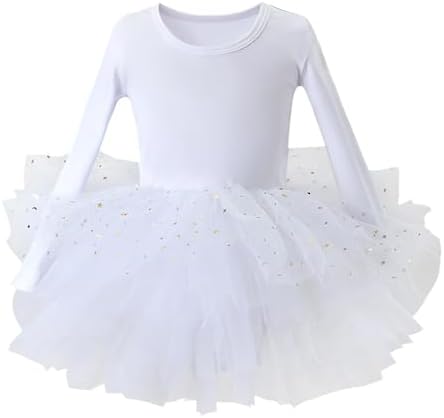Toddler Girls Shiny Tulle Ballet Dress with Long Sleeves