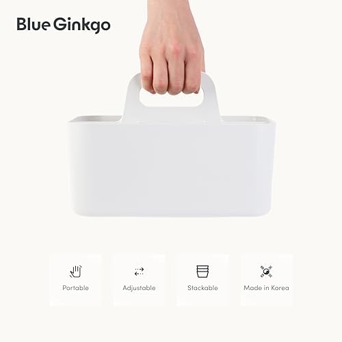 BLUE GINKGO Stackable Organizer Caddy White Rectangle