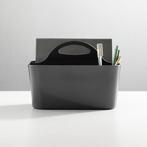 mDesign Plastic Storage Organizer 2 Pack - Dark Gray