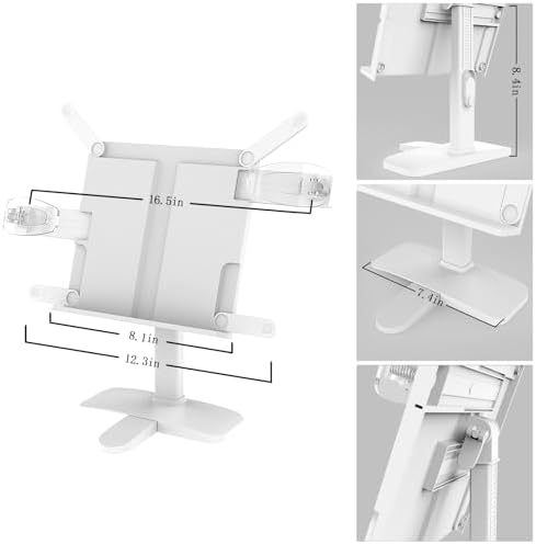 Adjustable Book Stand with Page Clips for Textbook and Tablet 1