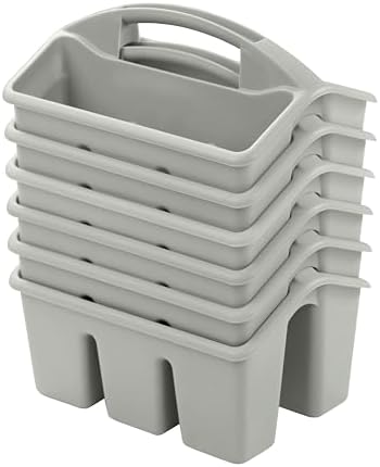 ECR4Kids 4-Compartment Storage Caddy Set Grey 6-Pack