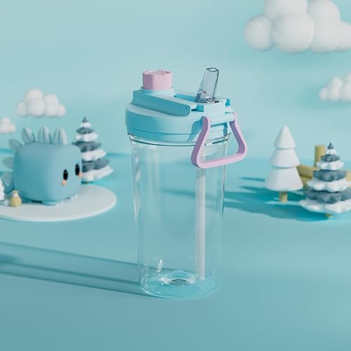 Kerilyn 12oz Leak-Proof Kids Water Bottle with Straw and Handle BLUE 1