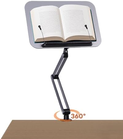 ASIEIT Adjustable Book Stand with Clamp 20 Height 360 Swivel 223 lb Lightweight
