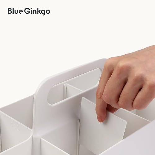 BLUE GINKGO Stackable Organizer Caddy - Korean Made White Long Rectangle