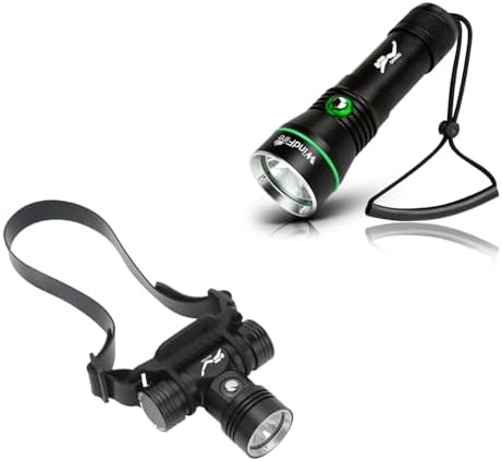 WINDFIRE Diving Flashlight Headlamp with 3 Modes and IPX8 Waterproof