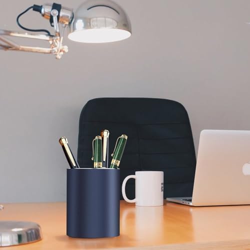Aluminum Alloy Waterproof Pen Holder - Modern Minimalist Desk Organizer Blue 1