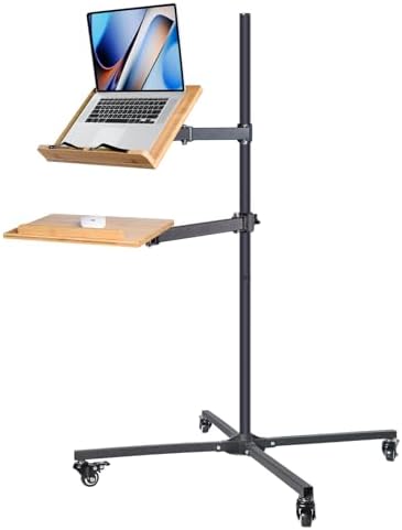 Adjustable Rolling Book Stand with Laptop Holder and 4 Wheels