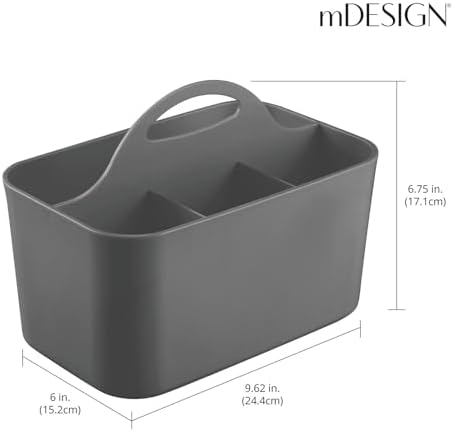 mDesign Plastic Storage Organizer 2 Pack - Dark Gray