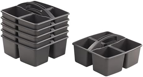 ECR4Kids 4-Compartment Caddy Set Black 6-Pack