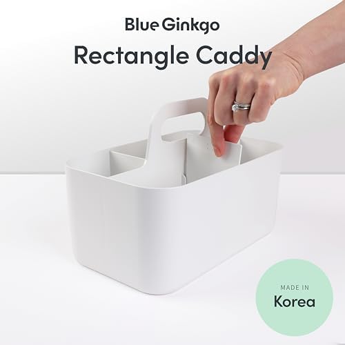 BLUE GINKGO Stackable Organizer Caddy White Rectangle