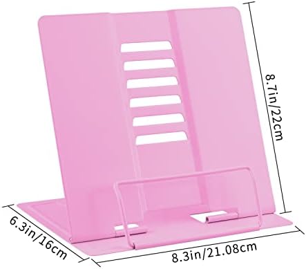 Honagu Adjustable Metal Book Stand for Reading Pink