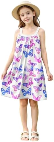 Girls Rainbow Striped Casual Summer Dress