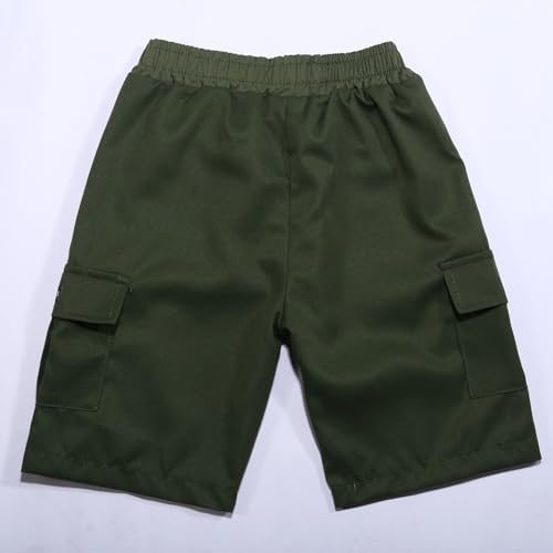 Boys Baggy Cargo Shorts with Flap Pockets and Letter Patches