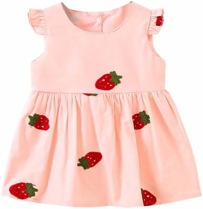 Toddler Girls Strawberry Embroidered Cotton Sundress