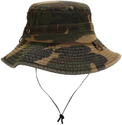 Casual Bucket Boonie Hat with Windproof Rope for Fishing Hiking