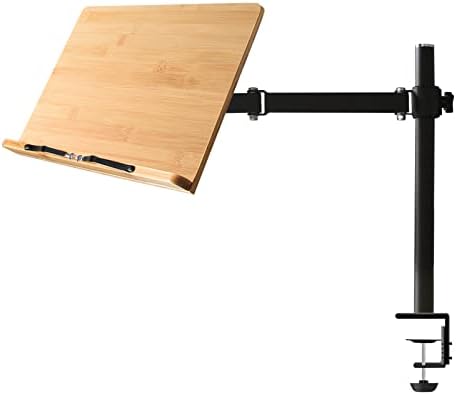 Bamboo Book Stand with Clamp and Page Clips