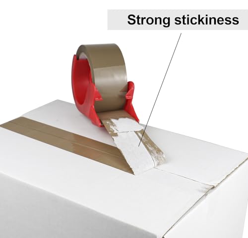 BOMEI PACK Heavy Duty Brown Packing Tape 12 Rolls with Dispenser