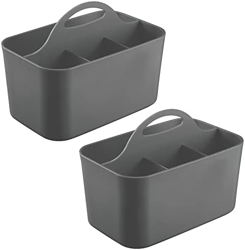 mDesign Plastic Storage Organizer 2 Pack - Dark Gray