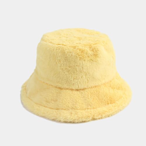 Faux Fur Winter Bucket Hat for Women Men