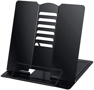 Blizzow Adjustable Metal Book Stand - Foldable Durable and Lightweight Black