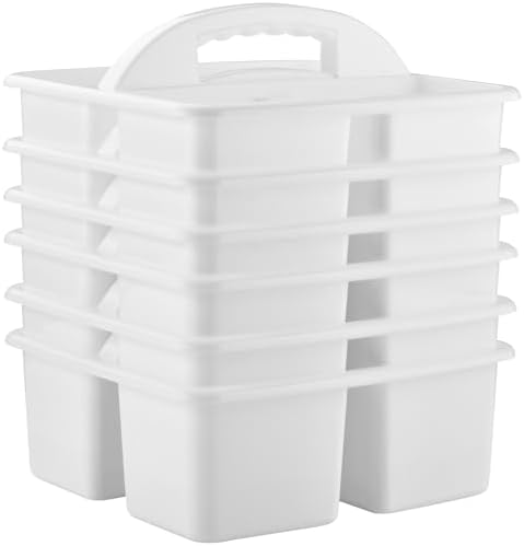 Alink Plastic Classroom Caddy Organizer with Handle 6-Pack 3 Compartments