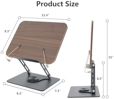 Adjustable Book Stand with 360 Swivel Base - Black