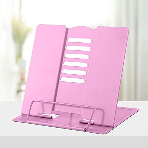 Honagu Adjustable Metal Book Stand for Reading Pink