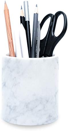JIMEI Natural Marble Pencil Holder Stand for Desk and Office