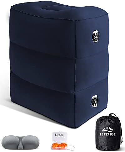JefDiee Inflatable Travel Foot Rest Pillow - 3 Layers Adjustable Height