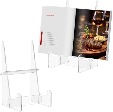 2Pcs Acrylic Cookbook Stand for Kitchen and Office