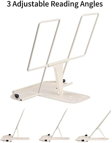 Adjustable Book Stand for Desk and Reading Sturdy Metal with Page Clips