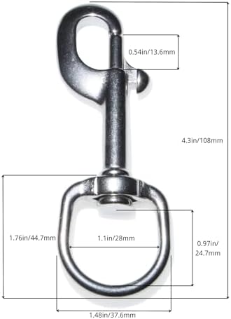Heavy Duty Swivel Snap Hooks 316 Stainless Steel 43in 1 Pack