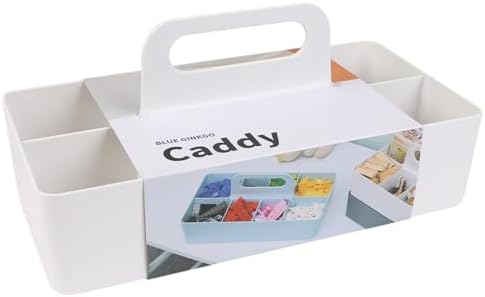 BLUE GINKGO Stackable Organizer Caddy - Korean Made White Long Rectangle
