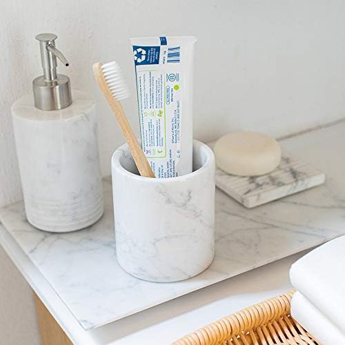 JIMEI Natural Marble Pencil Holder Stand for Desk and Office