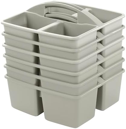 ECR4Kids 4-Compartment Storage Caddy Grey 6-Pack
