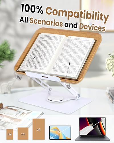 ASIEIT 360 Swivel Book Stand - Foldable Adjustable Portable