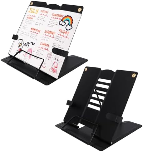 2 Pack Adjustable Metal Book Stand with Page Clips