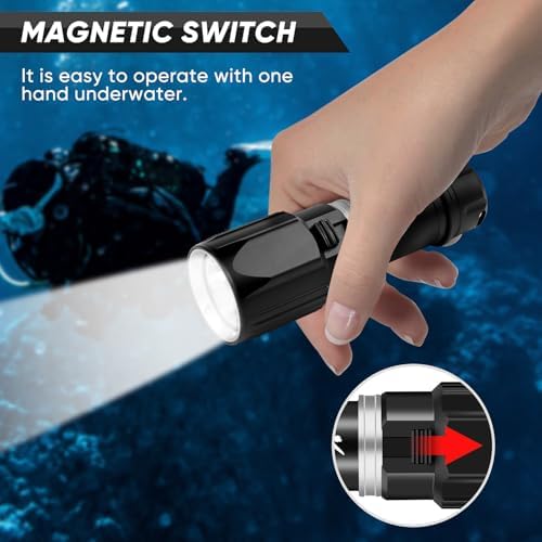 WINDFIRE Scuba Diving Flashlight with 3 Modes and 80m Waterproof Rating