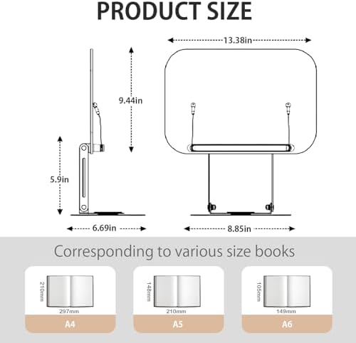 HCSHWILL Adjustable Book Stand with 360 Swivel Base 1