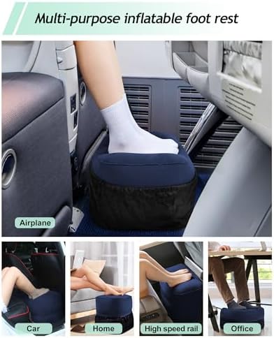 JefDiee Inflatable Travel Foot Rest Pillow - 3 Layers Adjustable Height