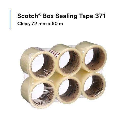 3M Scotch 371 Packing Tape 72mm x 50m Clear 6 Pack 1