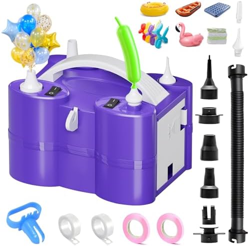 FLSEPAMB 3-in-1 Electric Balloon Pump with Dual Nozzles and Balloon Cutter
