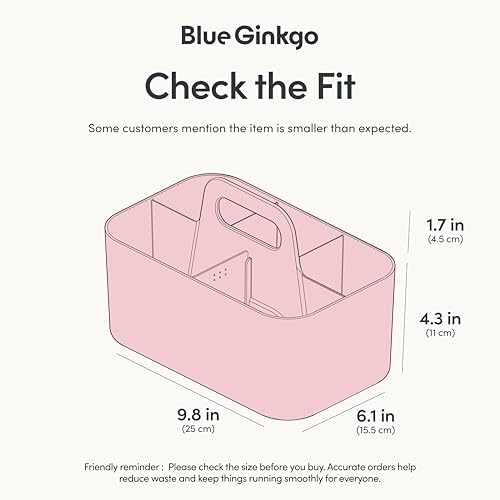 BLUE GINKGO Stackable Organizer Caddy Pink Rectangle