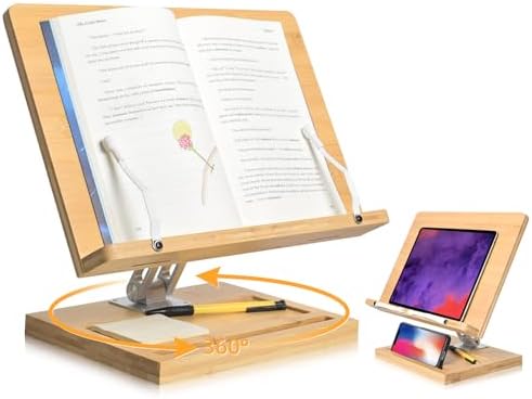 Adjustable 360 Book Stand with Elastic Page Clips