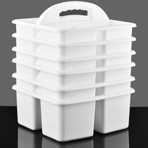 Haundry 6Pc Plastic Caddy Organizers with Handle - White