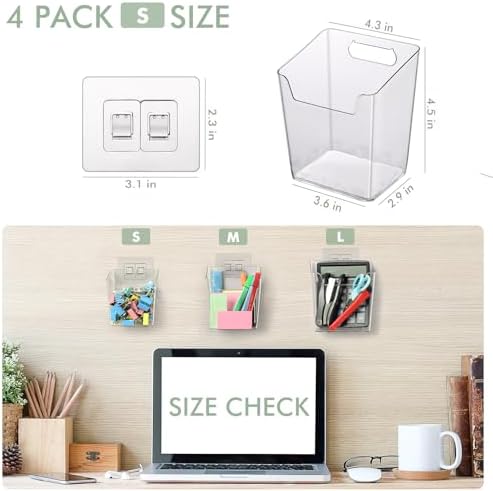Clear Adhesive Wall Storage Bins 4 Pack 1